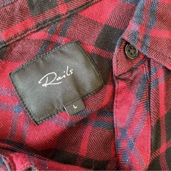 Rails | Red and Navy Flannel Plaid Button Down - Picture 9 of 10